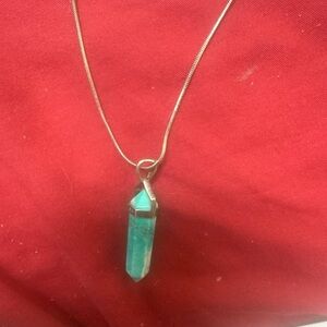 Silver Necklace with Green Pendant